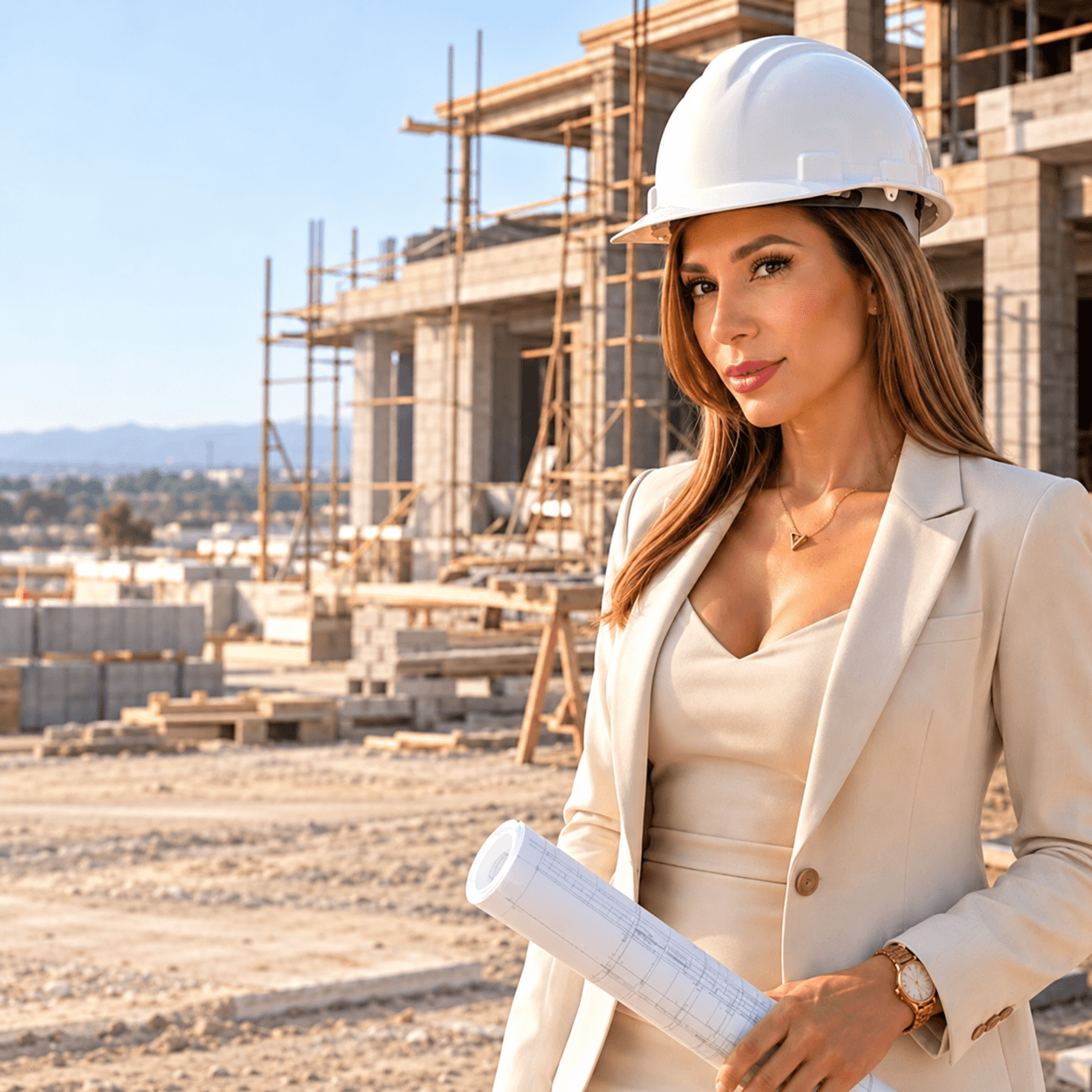 Marigel Morales, ingeniera civil y general contractor, en obra